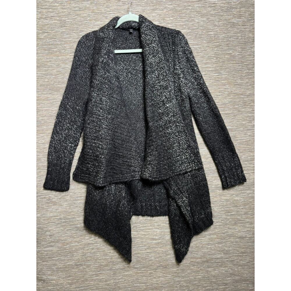 Eileen Fisher Alpaca Blend Tweed Wrap Sweater Sz XS Gray Heavy Weight Perú Made